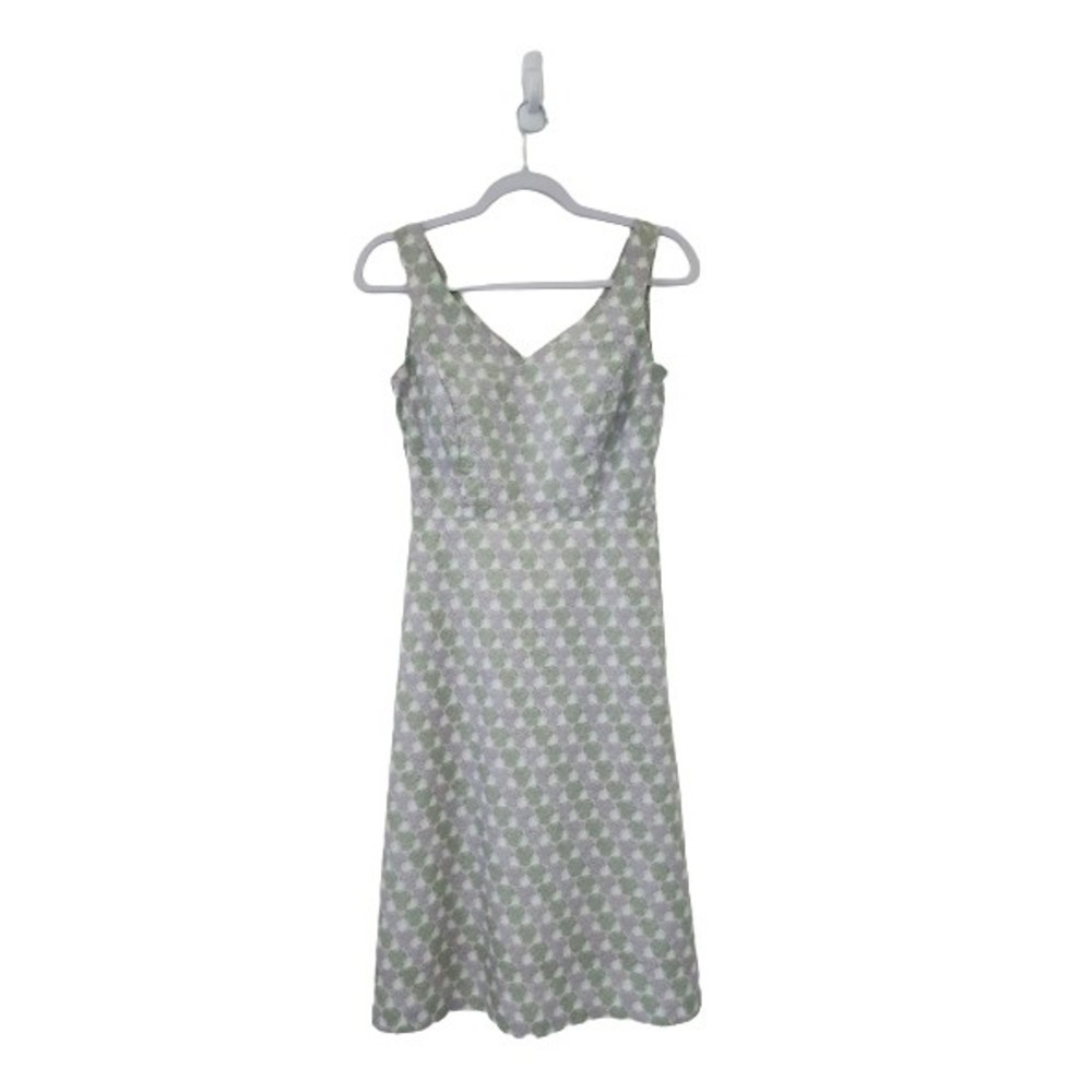 Boden Womens Cotton V-Neck Sleeveless A-Line Dress Purple Green Vacation Size 2